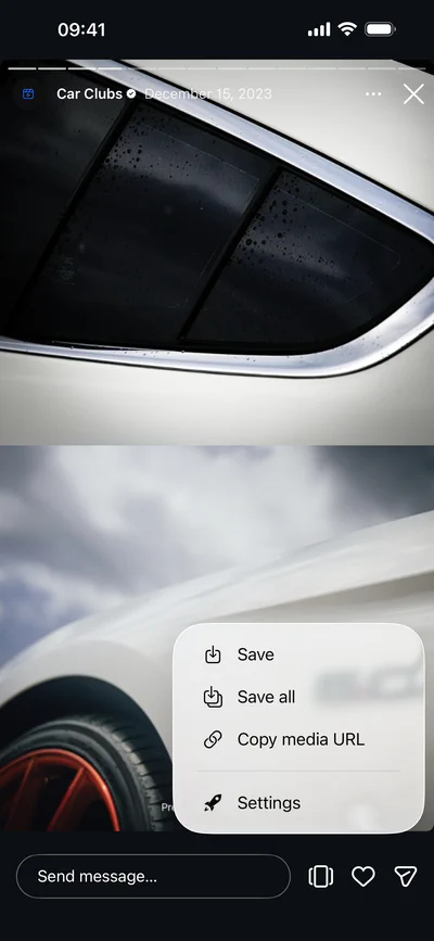 Rocket for Instagram story save actions screenshot